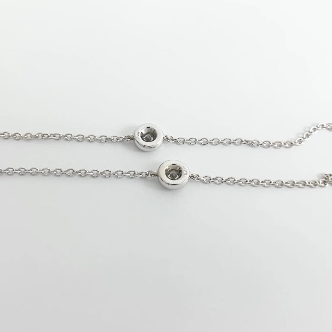 Round Diamond Bezel Station Necklace 14K White Gold 1.09 CTW, 17.5 Inches - 9
