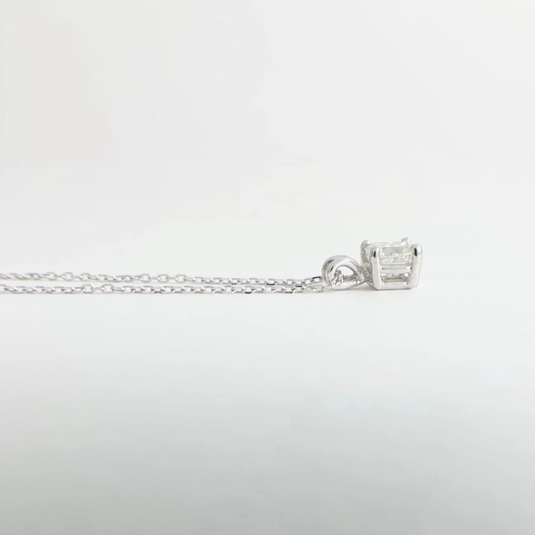 Princess Solitaire Diamond Pendant Necklace 14K White Gold, .50 CT, 16 Inches - 8