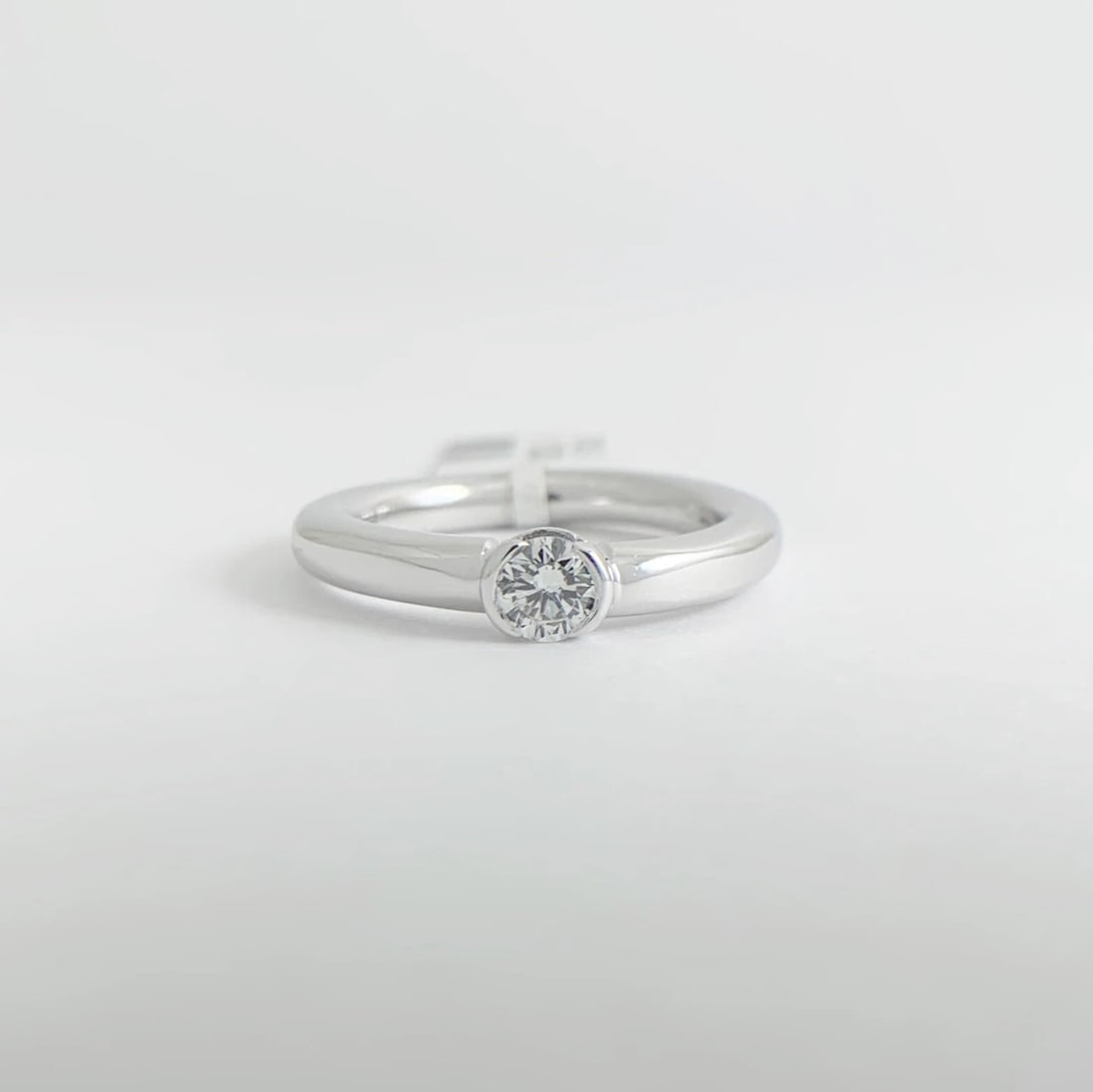 Round Diamond Half Bezel Tube Stackable Solitaire Ring 14K White Gold .25 CT - 8