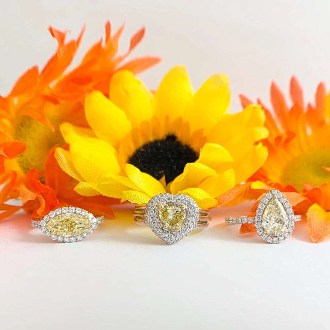 GIA Fancy Yellow Heart Diamond Pave Halo Ring 18K White Gold 1.21 CTW - 7