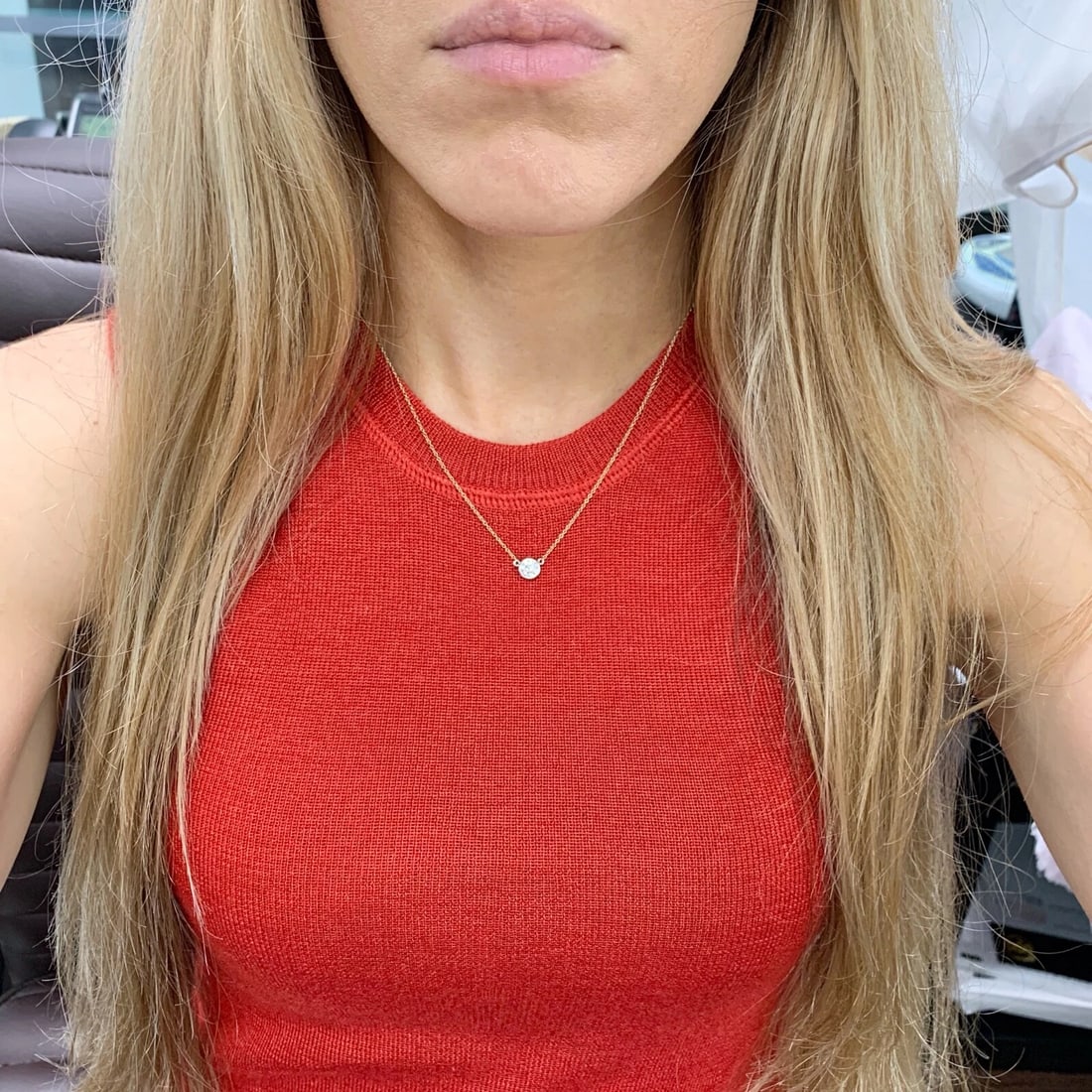 Round Solitaire Diamond Two-Tone Bezel Pendant Necklace 14K Yellow Gold, .60 CT - 5