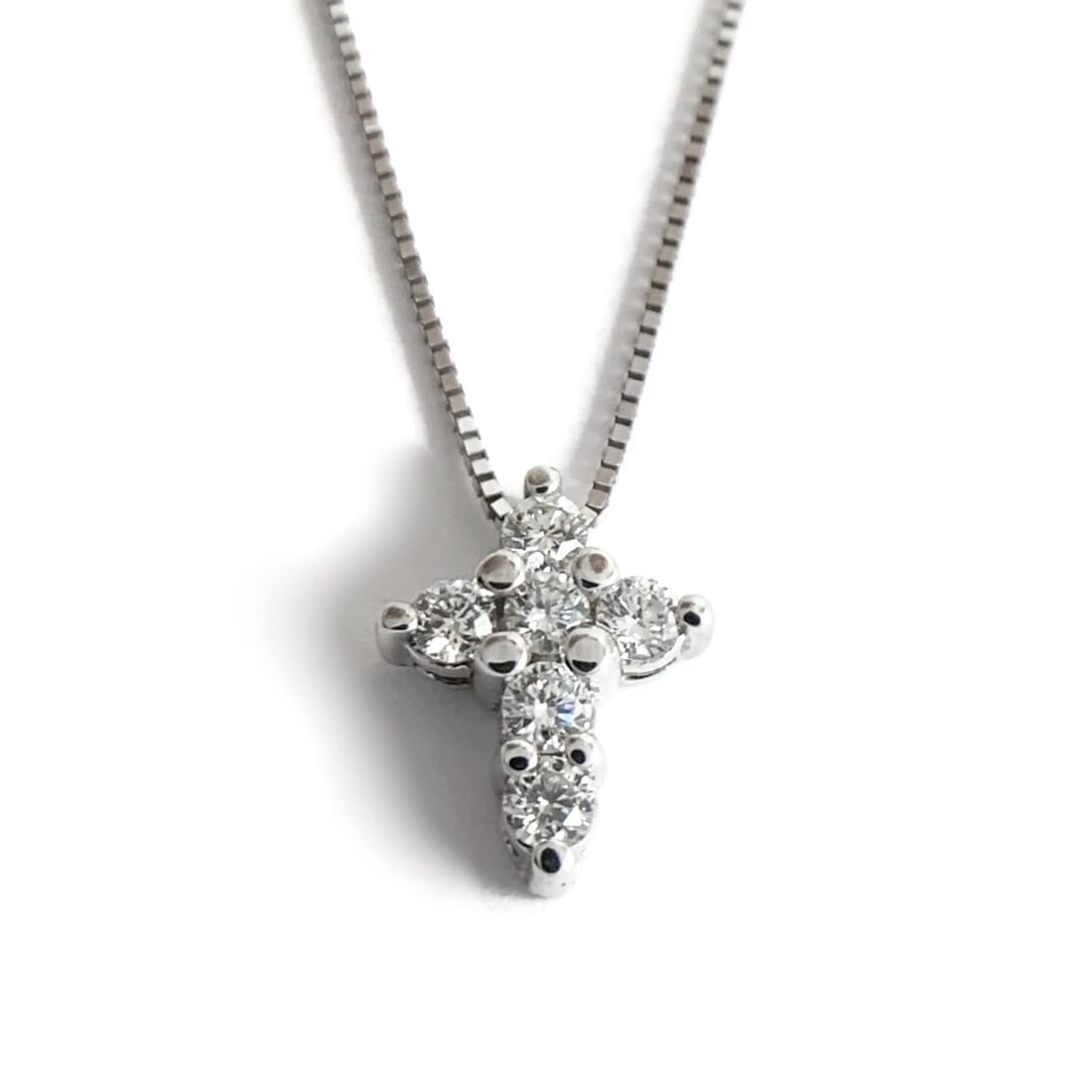 Small Diamond Cross Religious Pendant Necklace 14K White Gold, .36 CTW, 2.58 Gr - 2