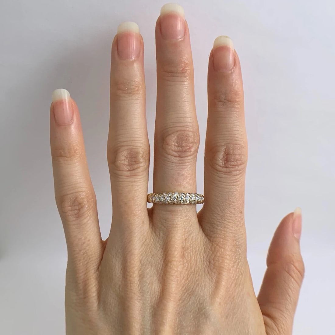 Pave Top Diamond Statement Band Ring in 18K Yellow Gold, .62 CTW, 3.49 Grams - 3