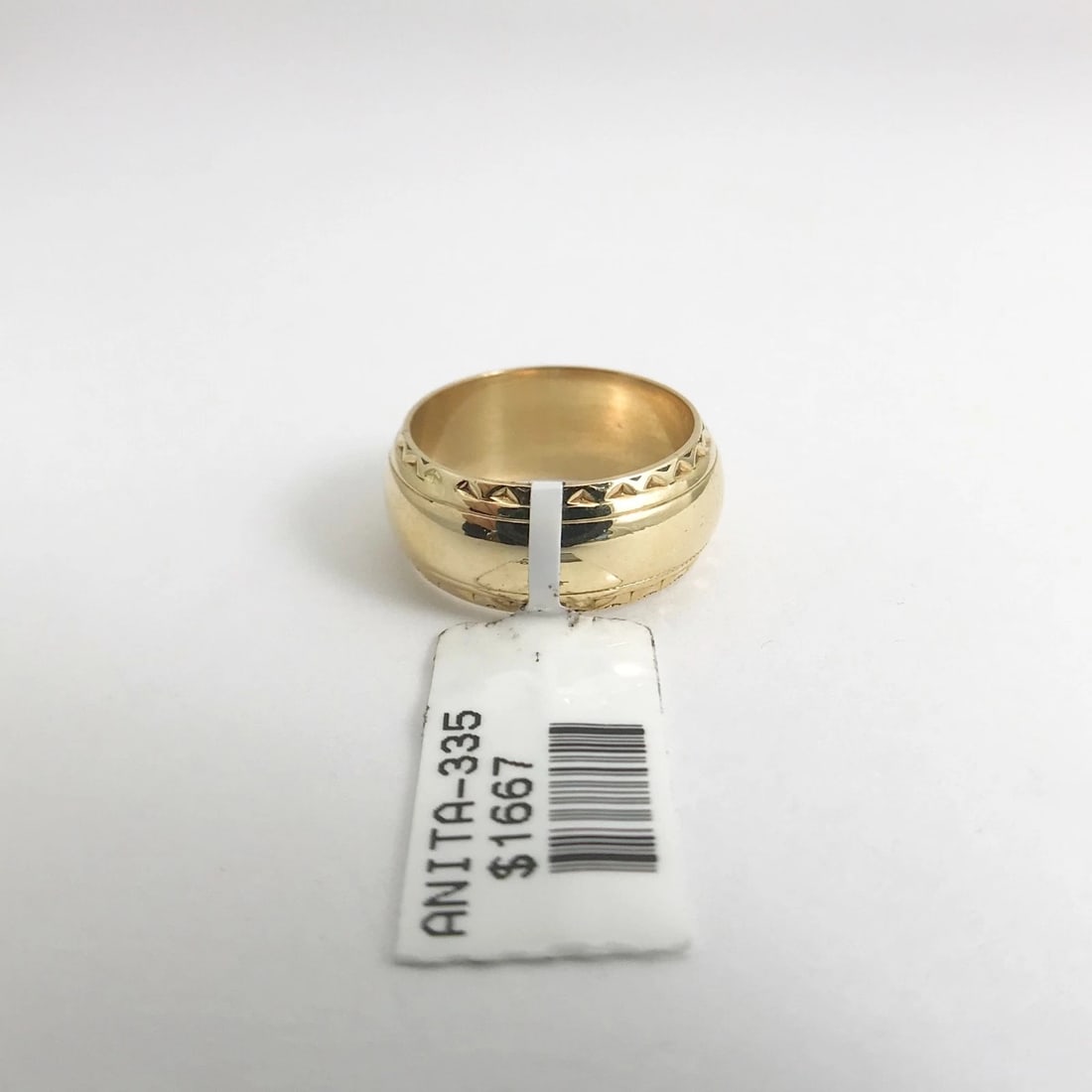 Wide Ornate Crimped Edge Band Ring in 14K Yellow Gold, Size 5.5, 8 mm, 6.8 Grams - 9