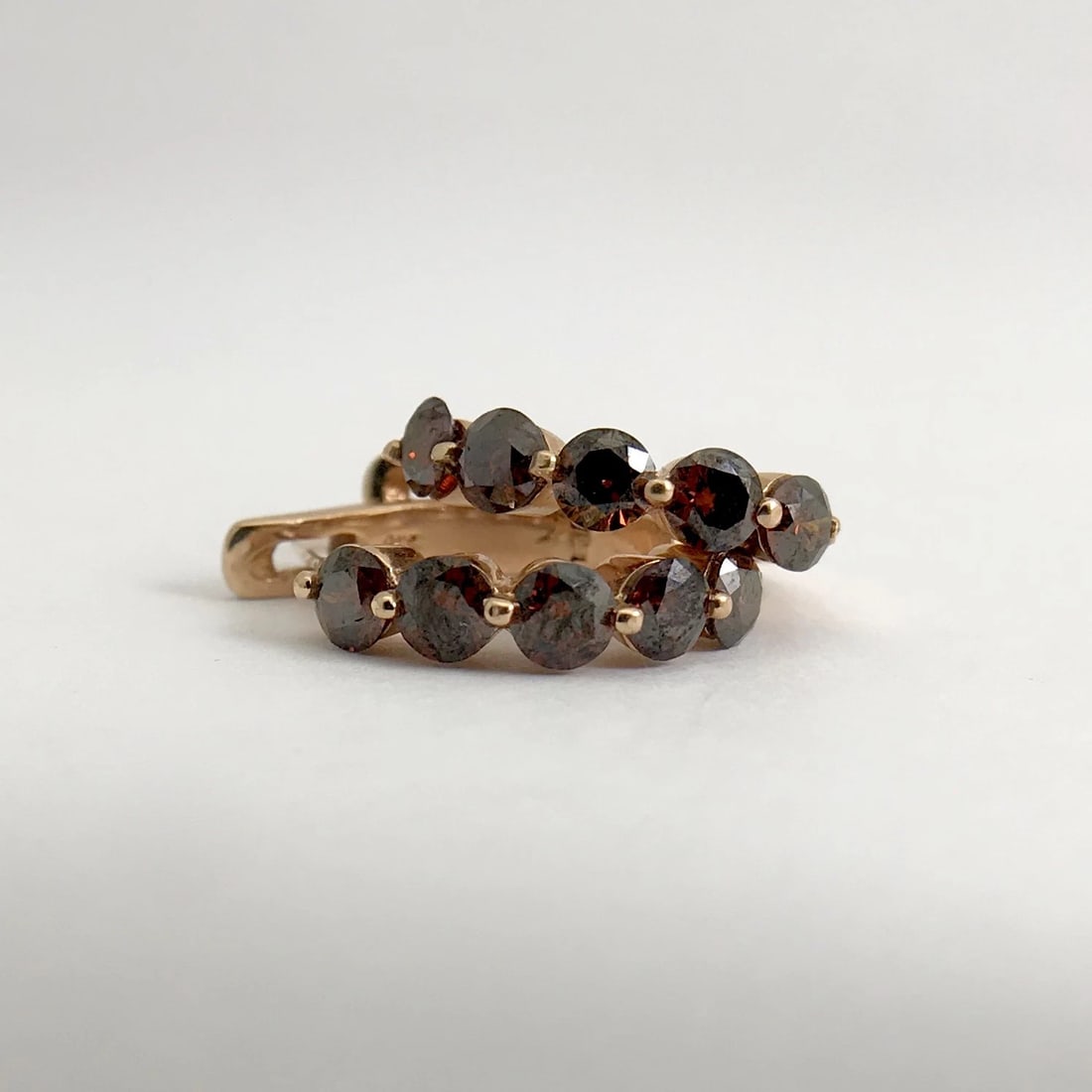 Fancy Brown Diamond Huggie Hoop Earrings in 14K Rose Gold, 1.25 CTW, 3.82 Grams - 5