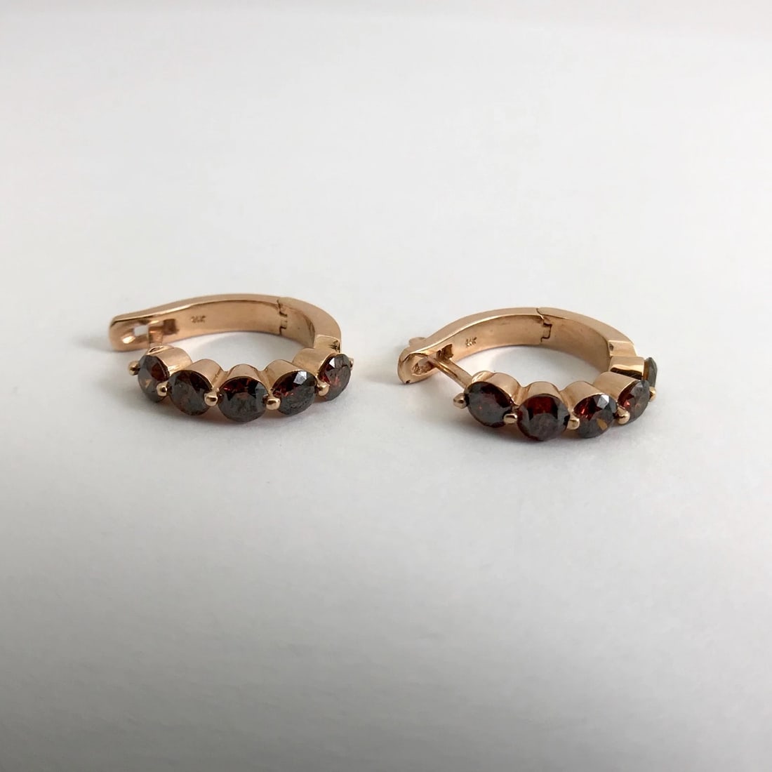 Fancy Brown Diamond Huggie Hoop Earrings in 14K Rose Gold, 1.25 CTW, 3.82 Grams - 9