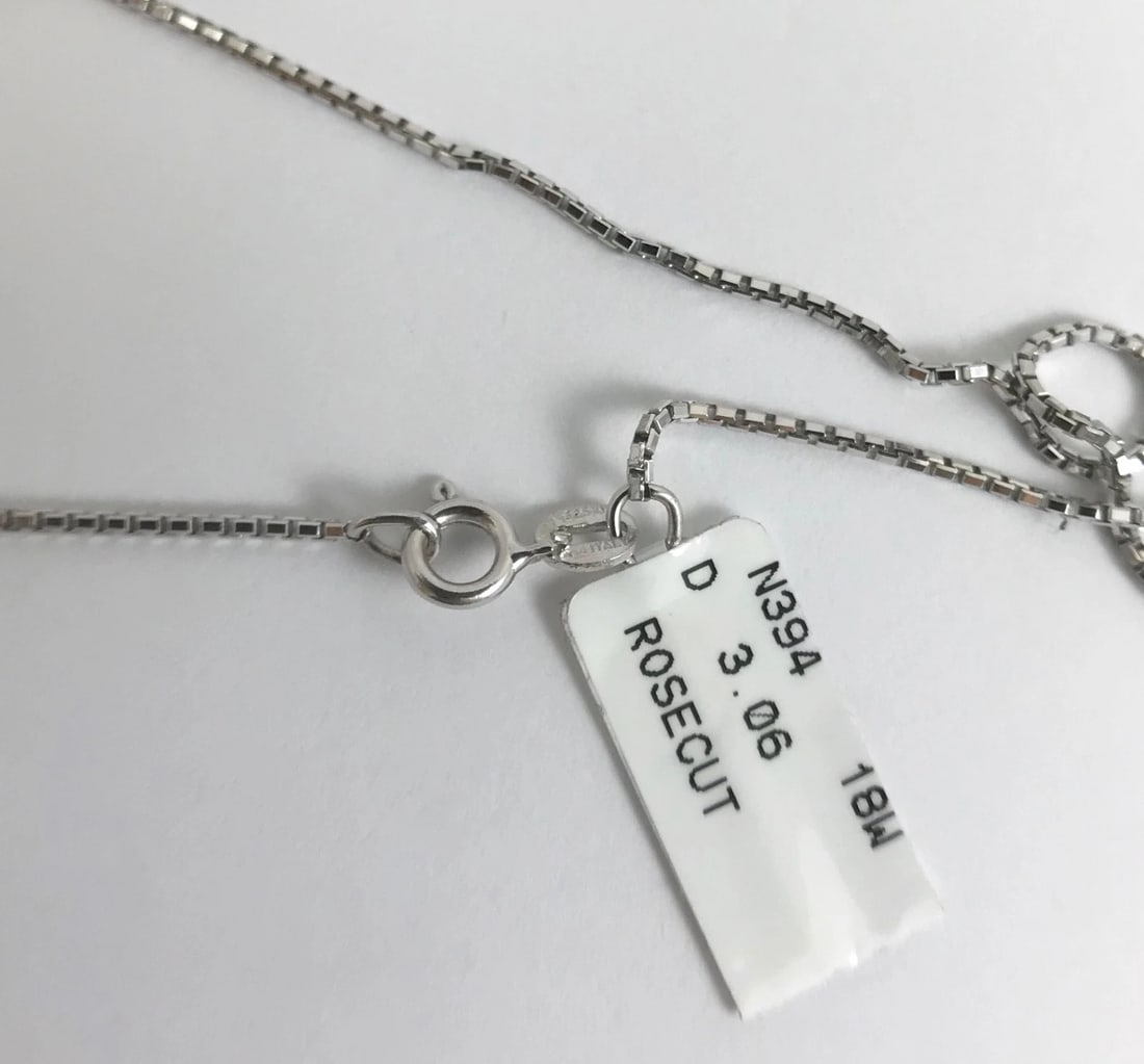 Italian Rose Cut Diamond Open Circle Pendant Necklace 18K White Gold, 3.06 CTW - 12