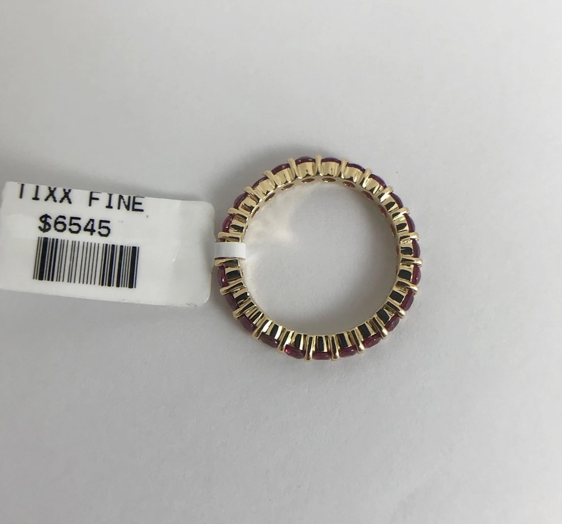 Round Ruby Gemstone Eternity Band Ring 14K Yellow Gold, 2.03 CTW, Size 5.75 - 13