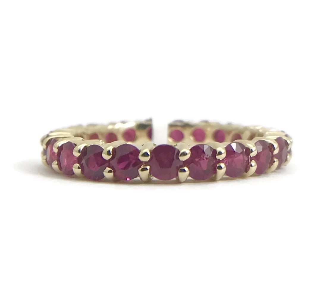 Round Ruby Gemstone Eternity Band Ring 14K Yellow Gold, 2.03 CTW, Size 5.75 - 2