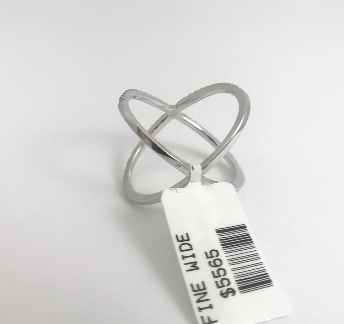 Diamond X Crisscross Statement Ring in 14K White Gold, .48 CTW, 2.79 Grams - 12