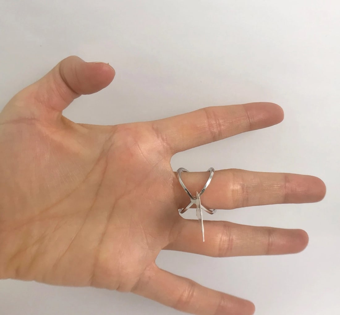 Diamond X Crisscross Statement Ring in 14K White Gold, .48 CTW, 2.79 Grams - 8