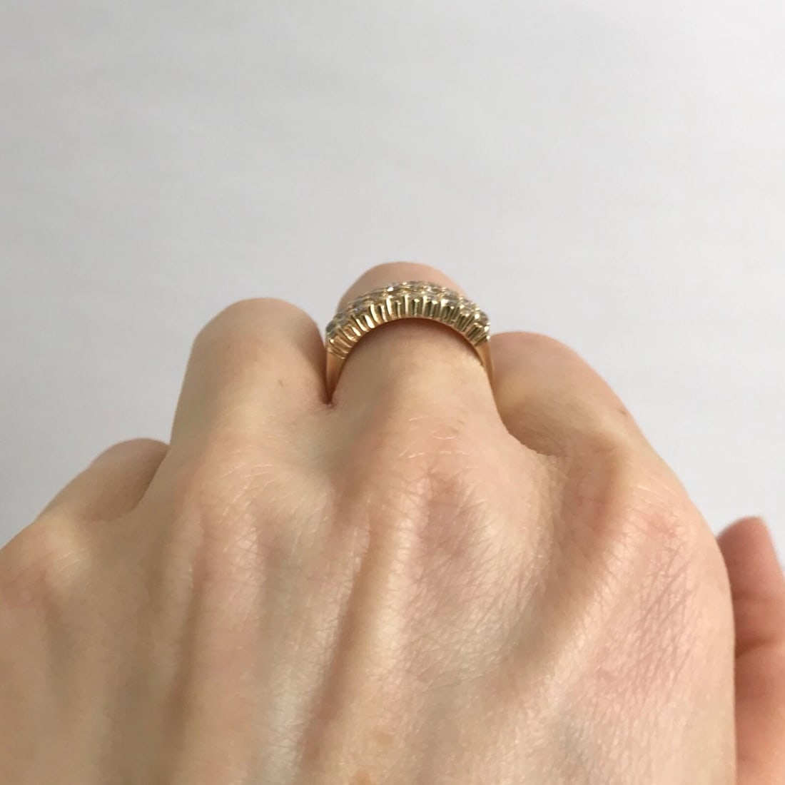 Wide 3-Row Diamond Statement Band Ring in 14K Yellow Gold 1.05 CTW, 4.33 Grams - 6