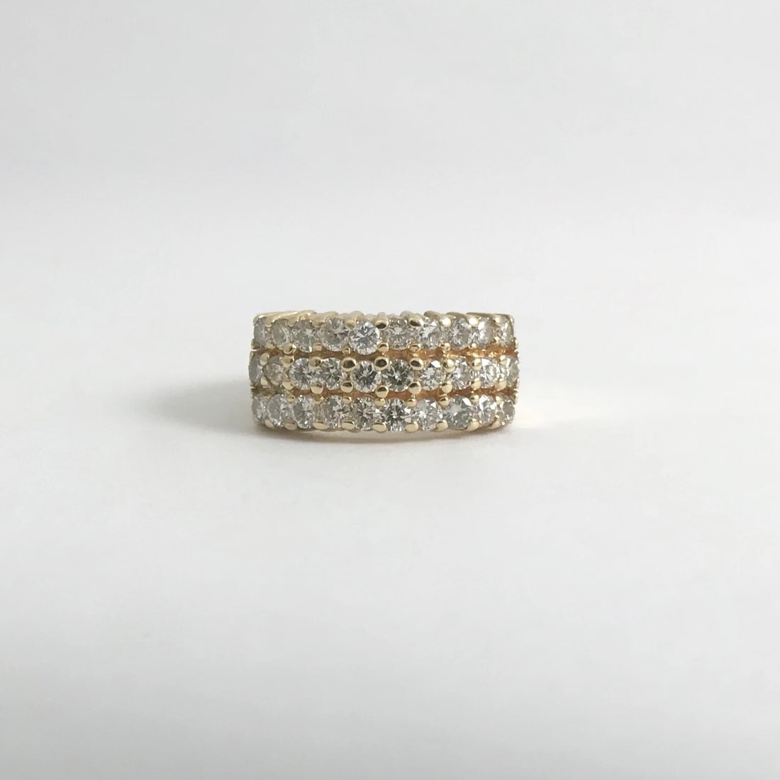 Wide 3-Row Diamond Statement Band Ring in 14K Yellow Gold 1.05 CTW, 4.33 Grams - 7