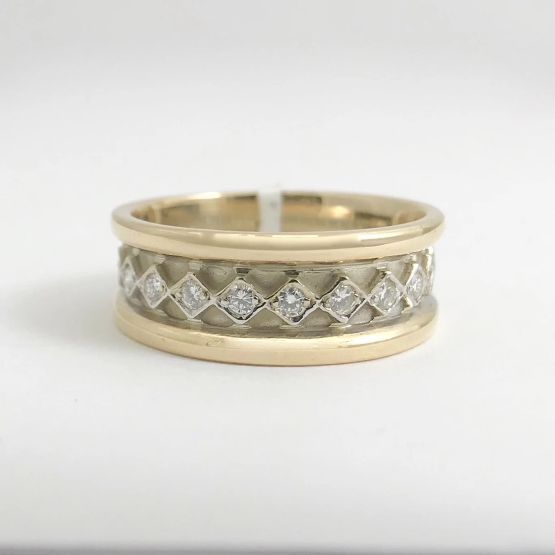 Diamond Two-Tone Band Ring in 14K Yellow White Gold, Size 7, 5.20 Grams - 7