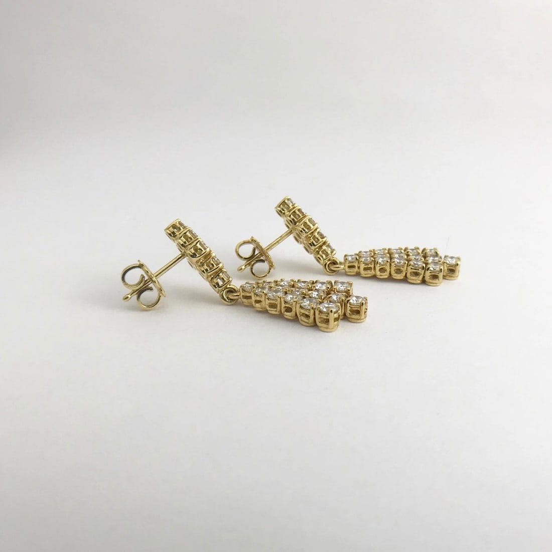 Diamond Chandelier Dangle Drop Earrings 18K Yellow Gold, 3.02 CTW, 10.06 Grams - 11