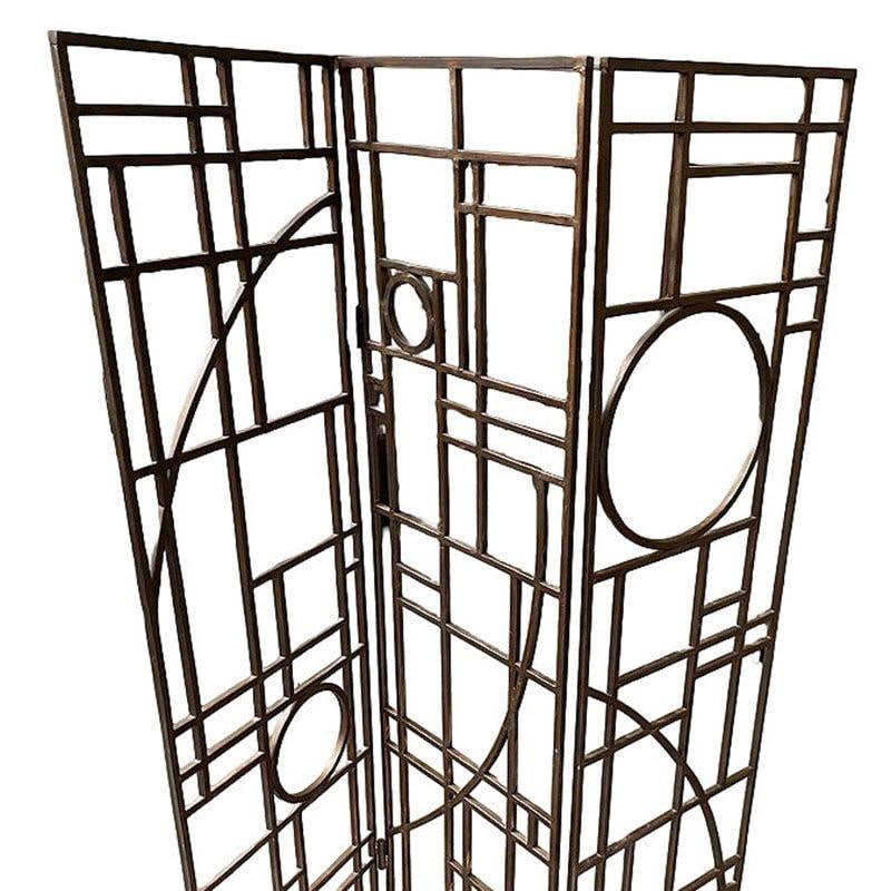 Post Modern Copper Tone Geometric Folding Room Divider by Robert Sonneman - 2