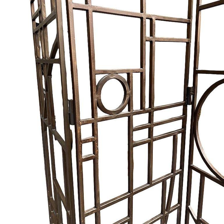 Post Modern Copper Tone Geometric Folding Room Divider by Robert Sonneman - 6