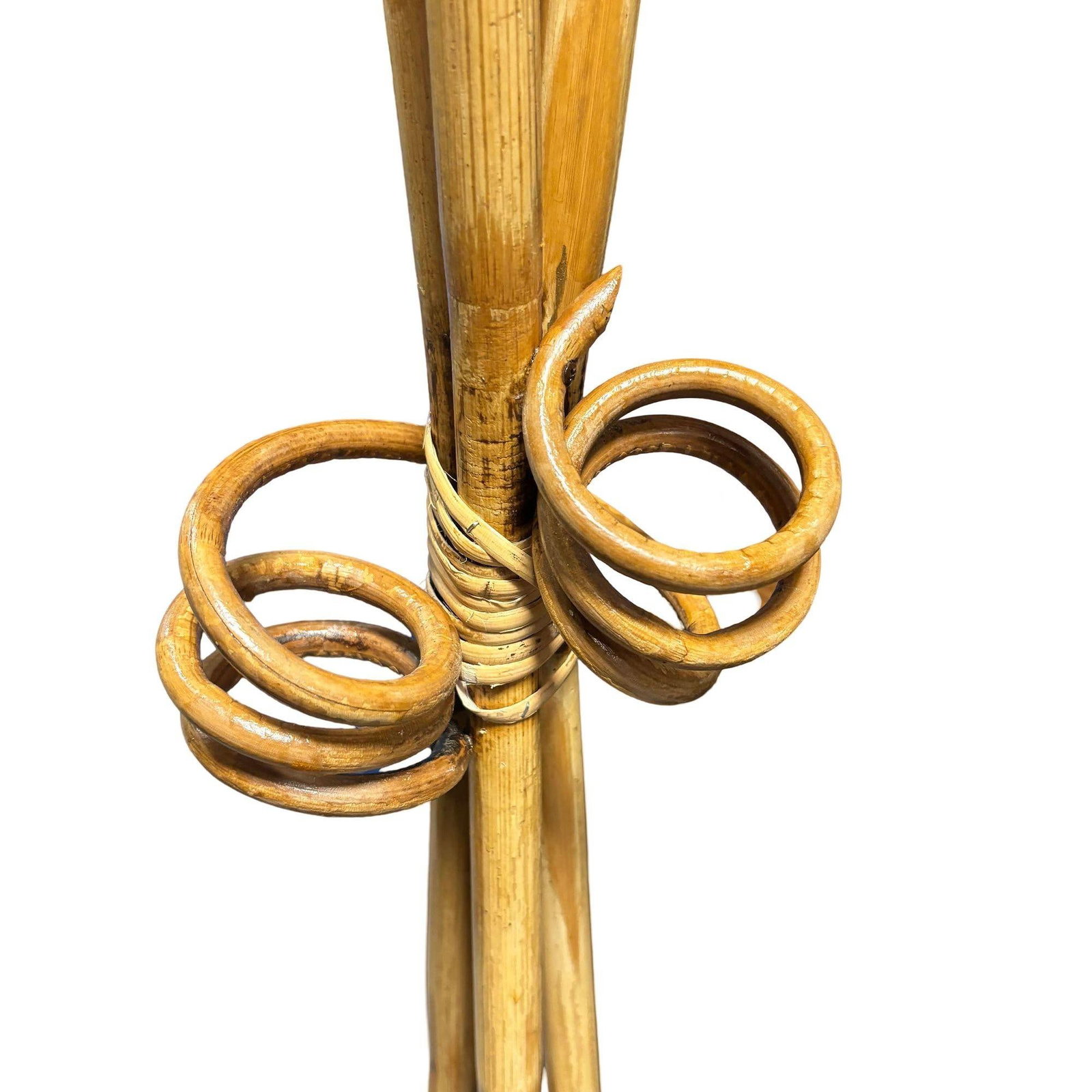 Restored Mid-century "Hourglass" Rattan Floor/Table Lamps Set of 3 - 20