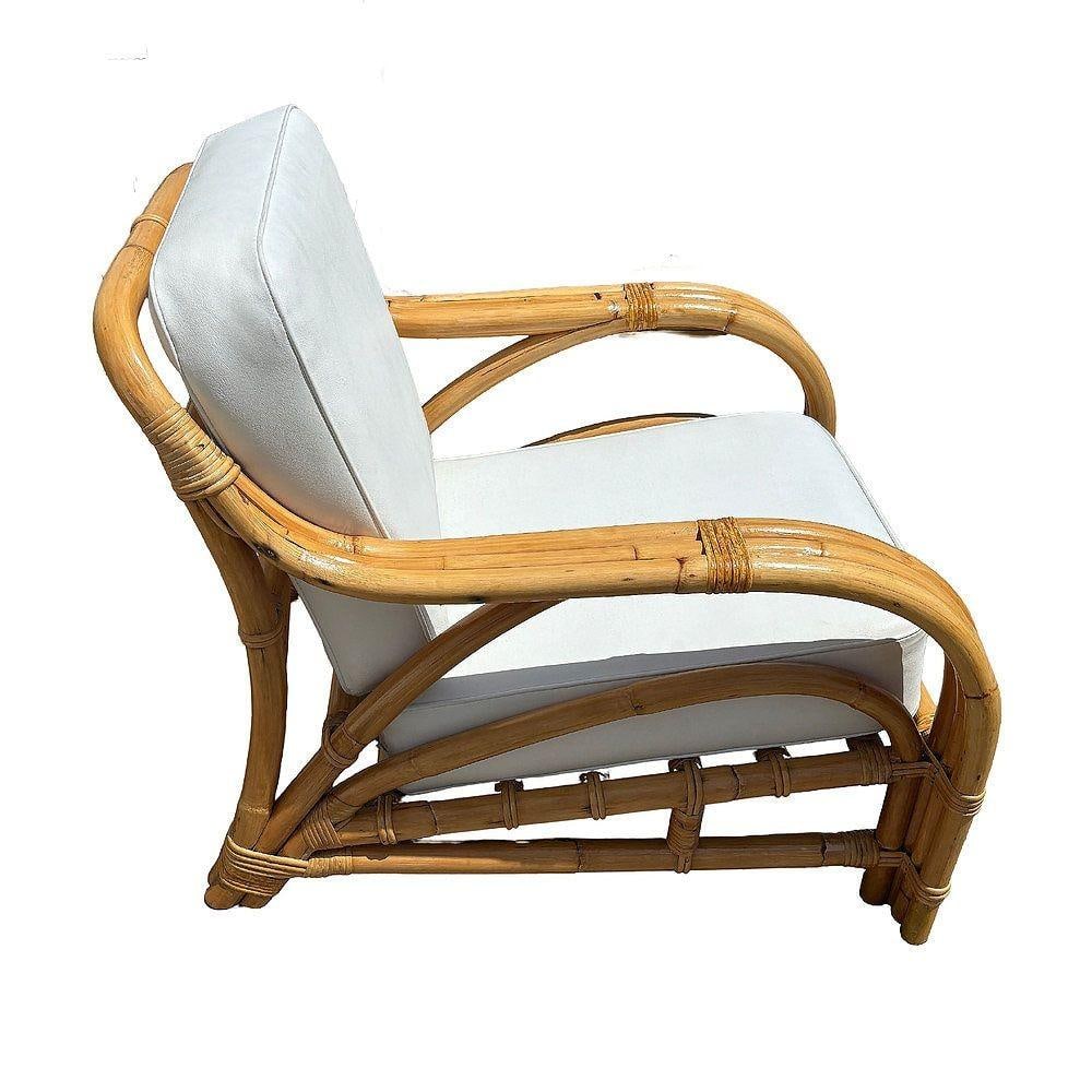 Restored Mid-century Rattan 3 Strand Transitional Lounge Chair - 3