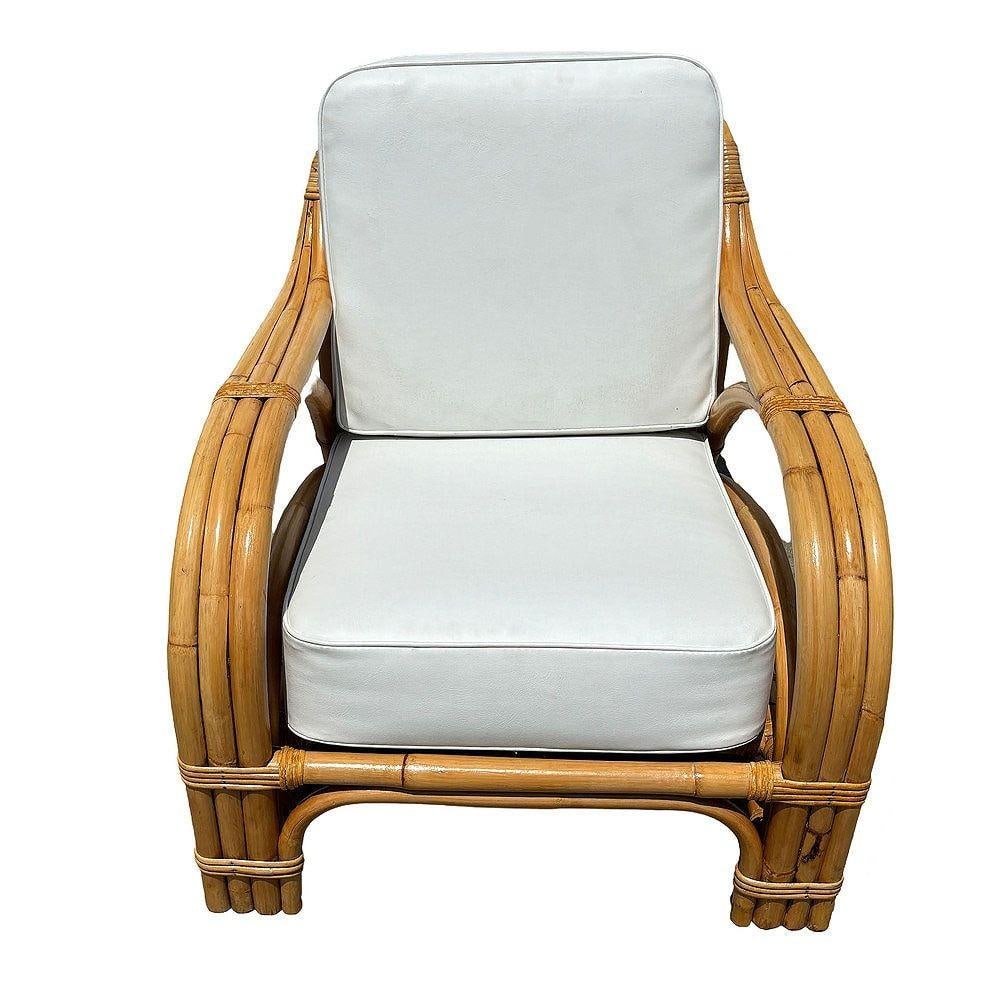 Restored Mid-century Rattan 3 Strand Transitional Lounge Chair - 8