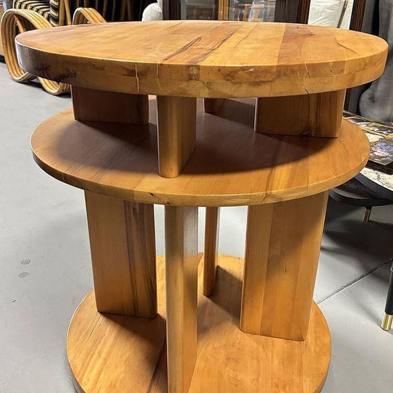 Art Deco 3- Tier Lamp Walnut Side Table By Gilbert Rohde for Brown Saltman - 14