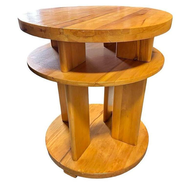 Art Deco 3- Tier Lamp Walnut Side Table By Gilbert Rohde for Brown Saltman - 16