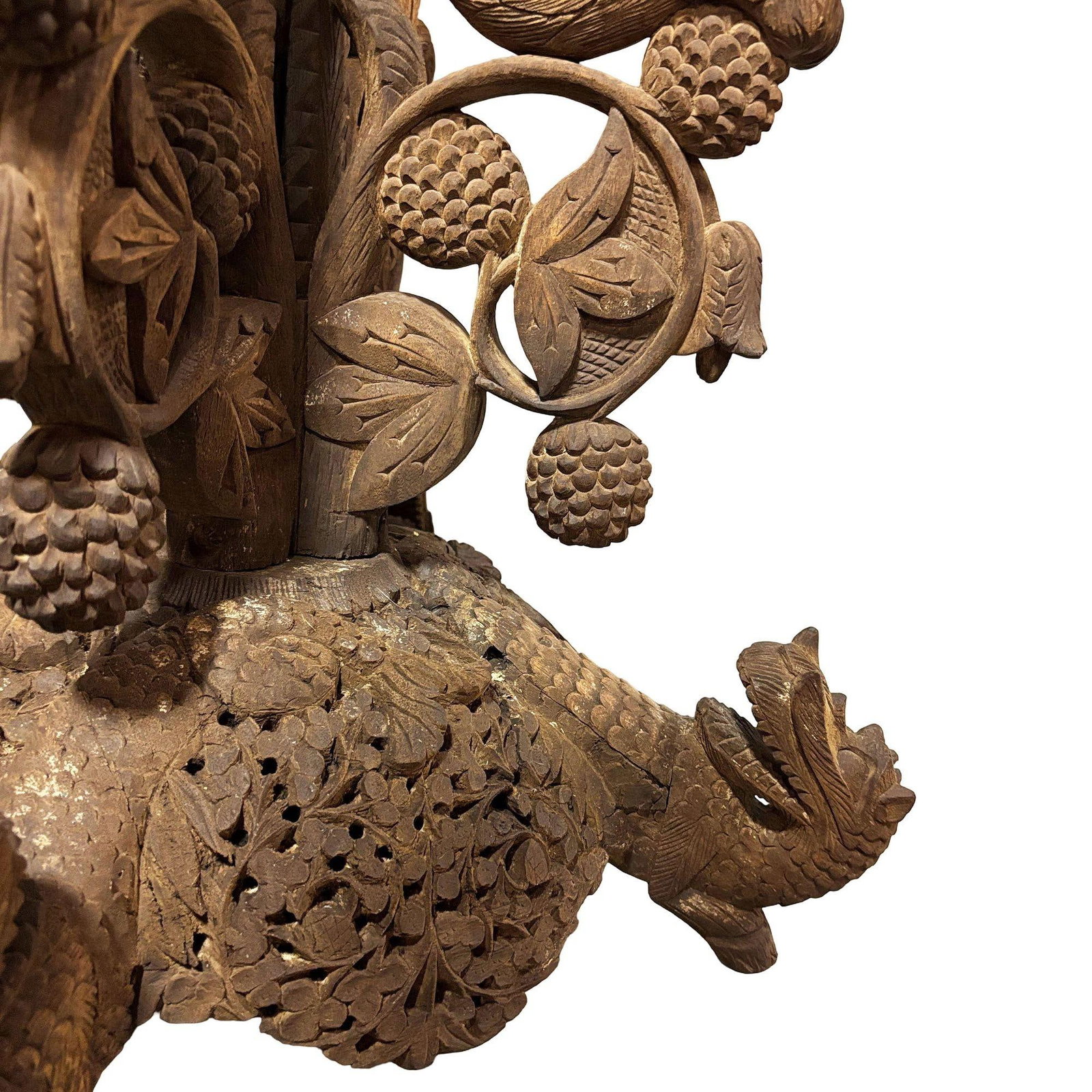 Anglo Indian Bombay Carved Serpent Wooden Blackwood Plant Stand - 12