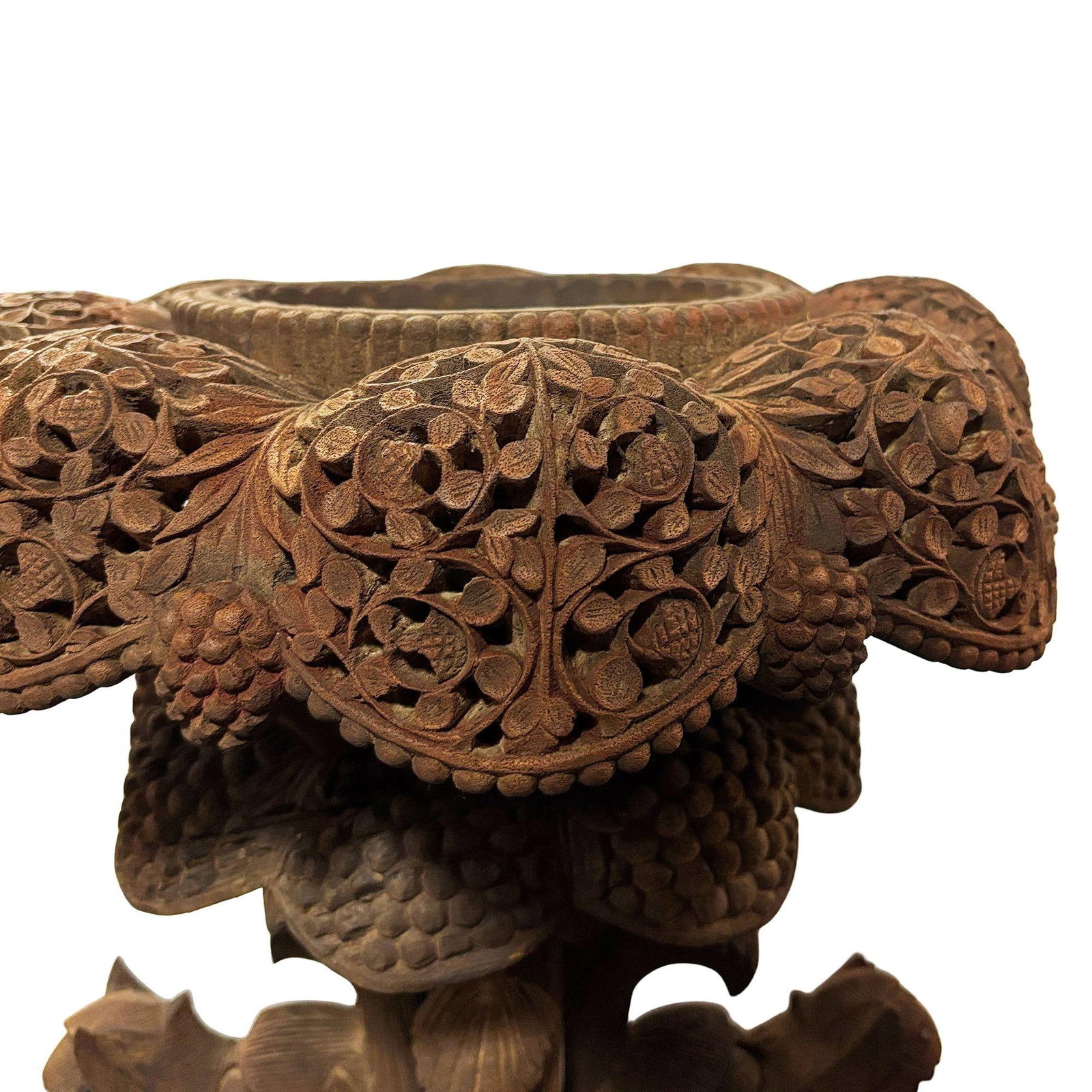 Anglo Indian Bombay Carved Serpent Wooden Blackwood Plant Stand - 2