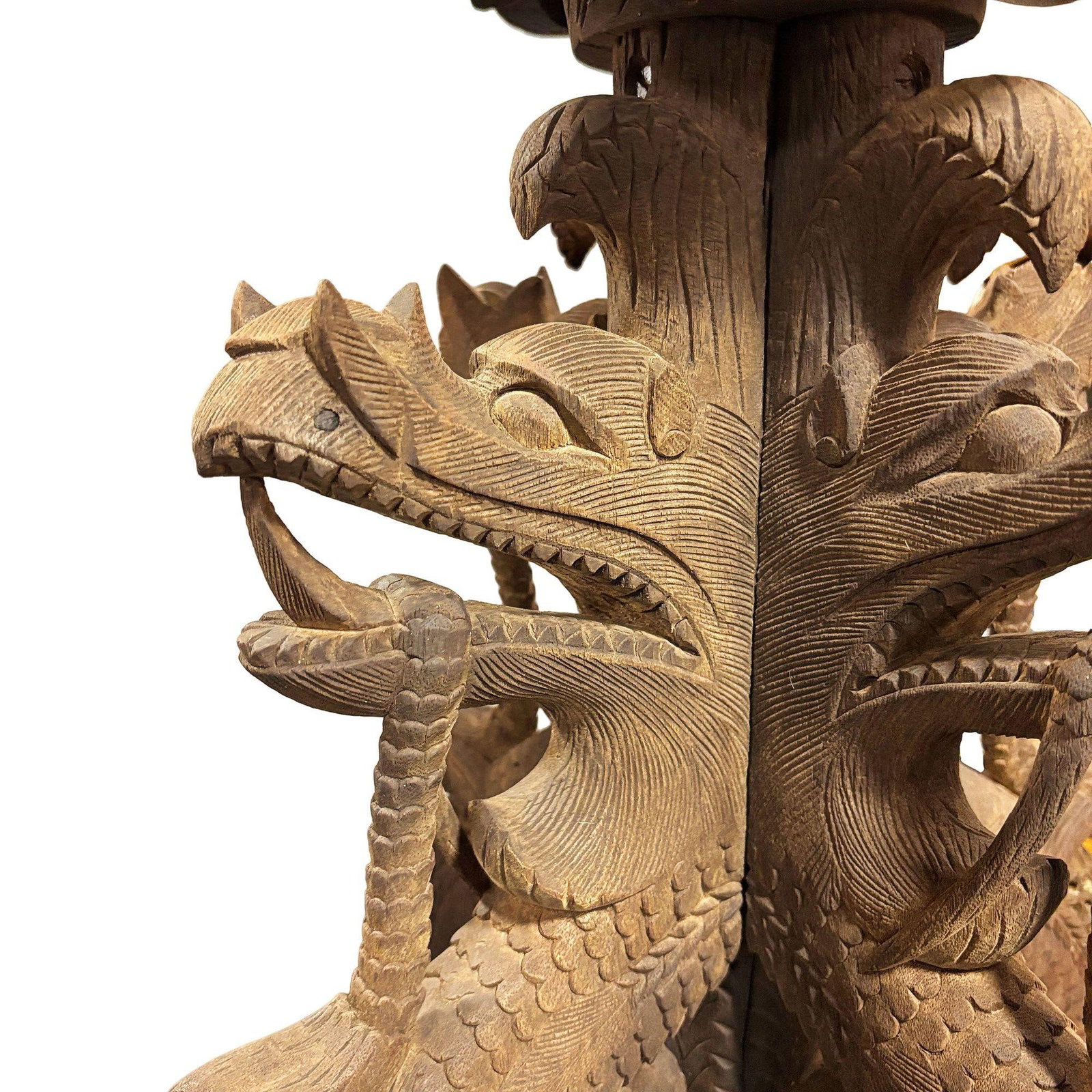 Anglo Indian Bombay Carved Serpent Wooden Blackwood Plant Stand - 4