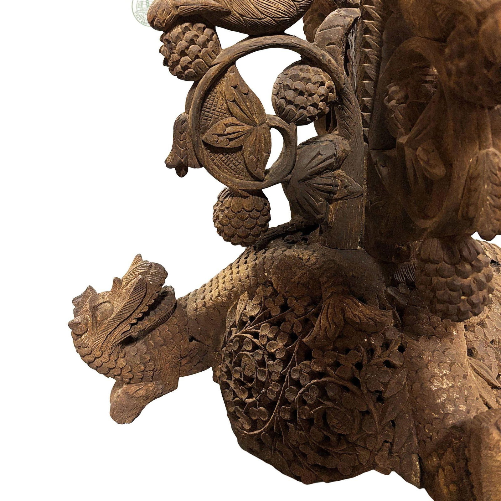 Anglo Indian Bombay Carved Serpent Wooden Blackwood Plant Stand - 5