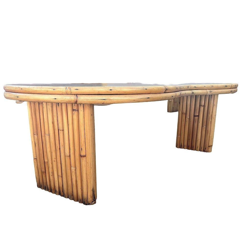 Restored Mid-century Stacked Rattan Biomorphic Coffee Table w/ Formica Top - 4