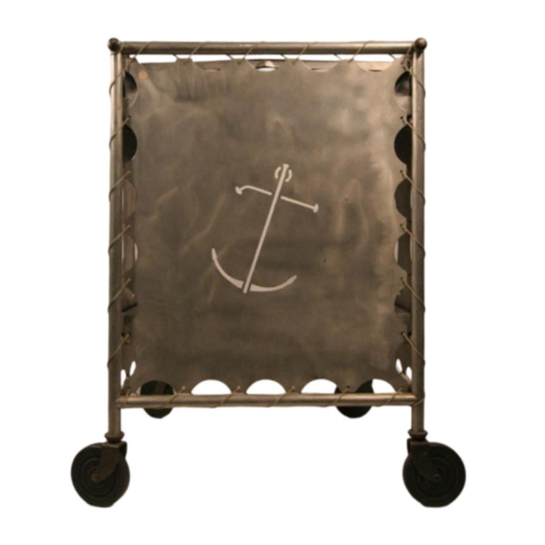 Mid-Century Aluminum Nautically Themed Bar Cart w/ Sailboat Cutouts, 2 Available - 6