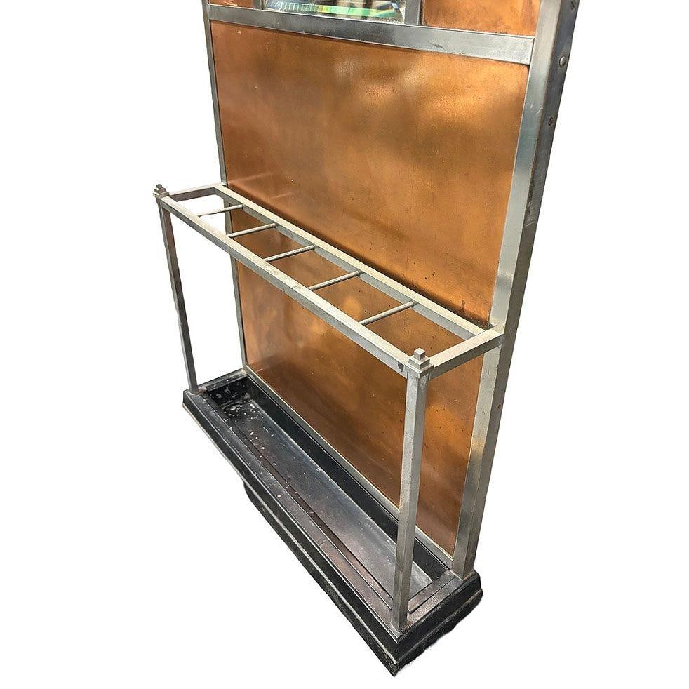 Art Deco Copper & Chrome Hall Tree w/ Vanity Mirror - 16