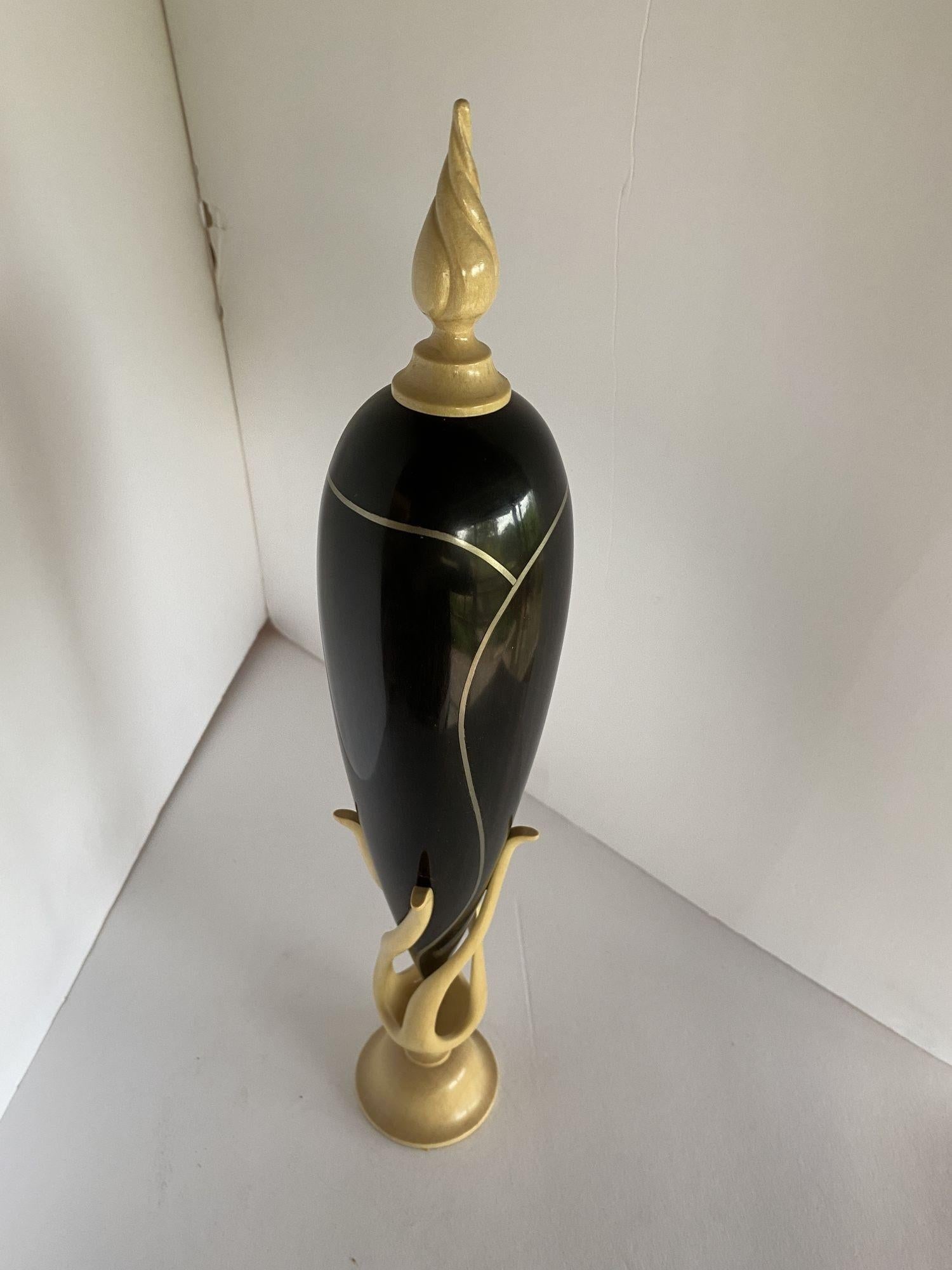 Sculpted Ebony, Silver and Maple "Hollow Vessel" #23 by Don Comer LACMA - 8