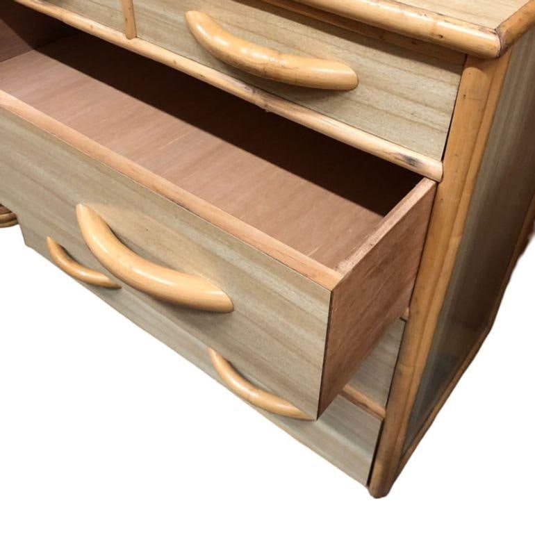 Restored Mid Century Rattan Dresser/Vanity Bedroom Set - 5