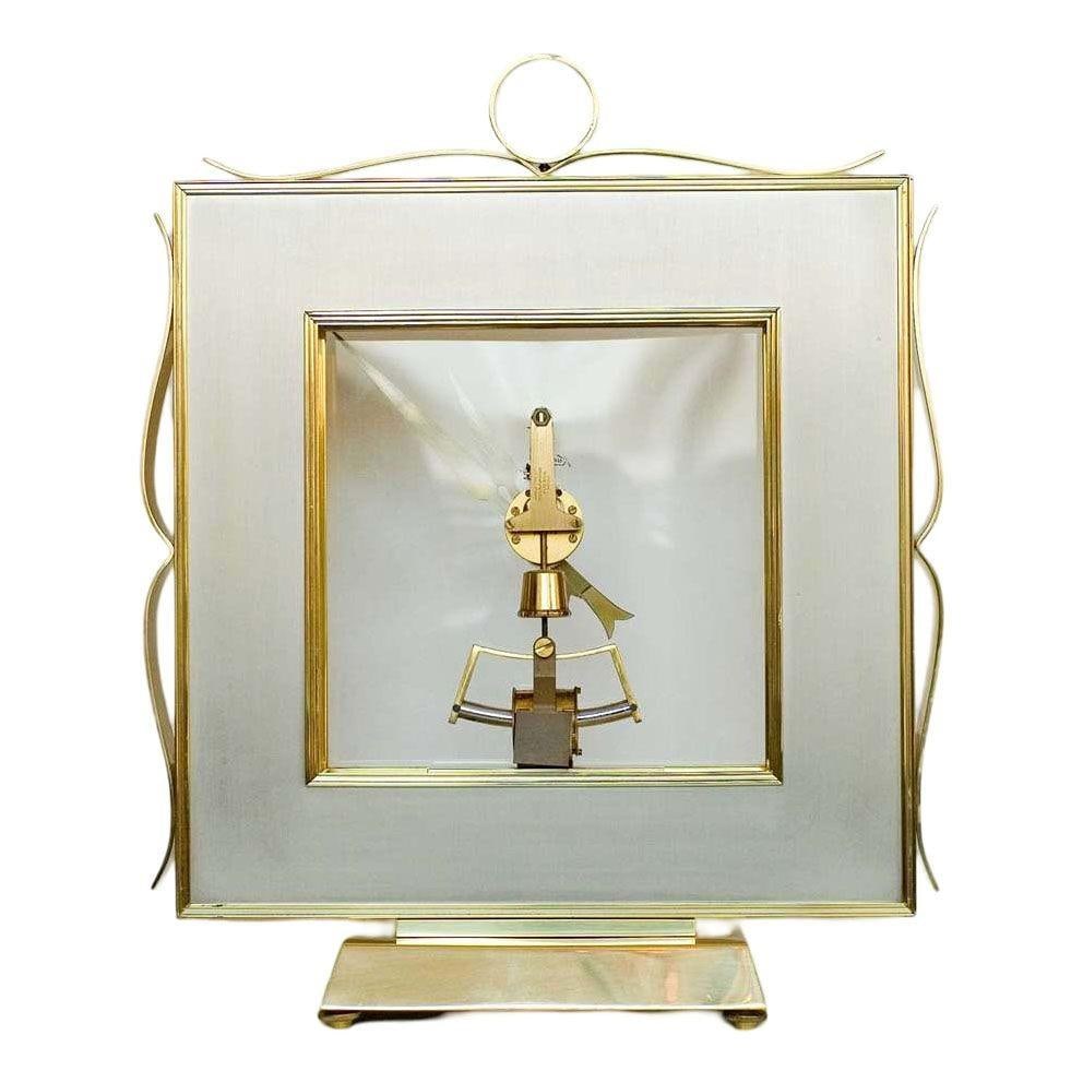 German Mid-Century Brass Mantel Clock by Kieninger & Obergfell - 2
