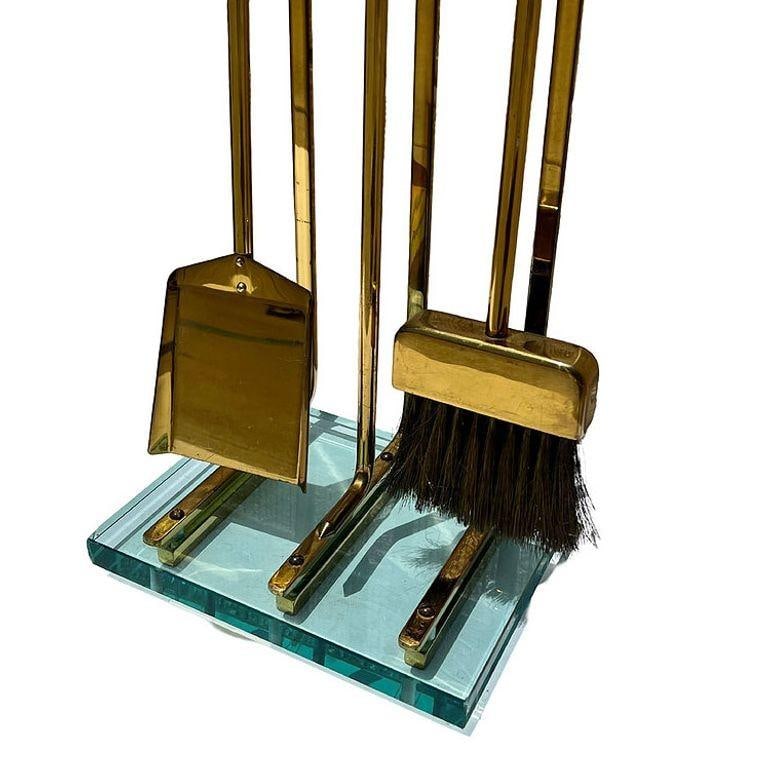 Italian Modernist Brass and Glass Fireplace by Fontana Arte - 6