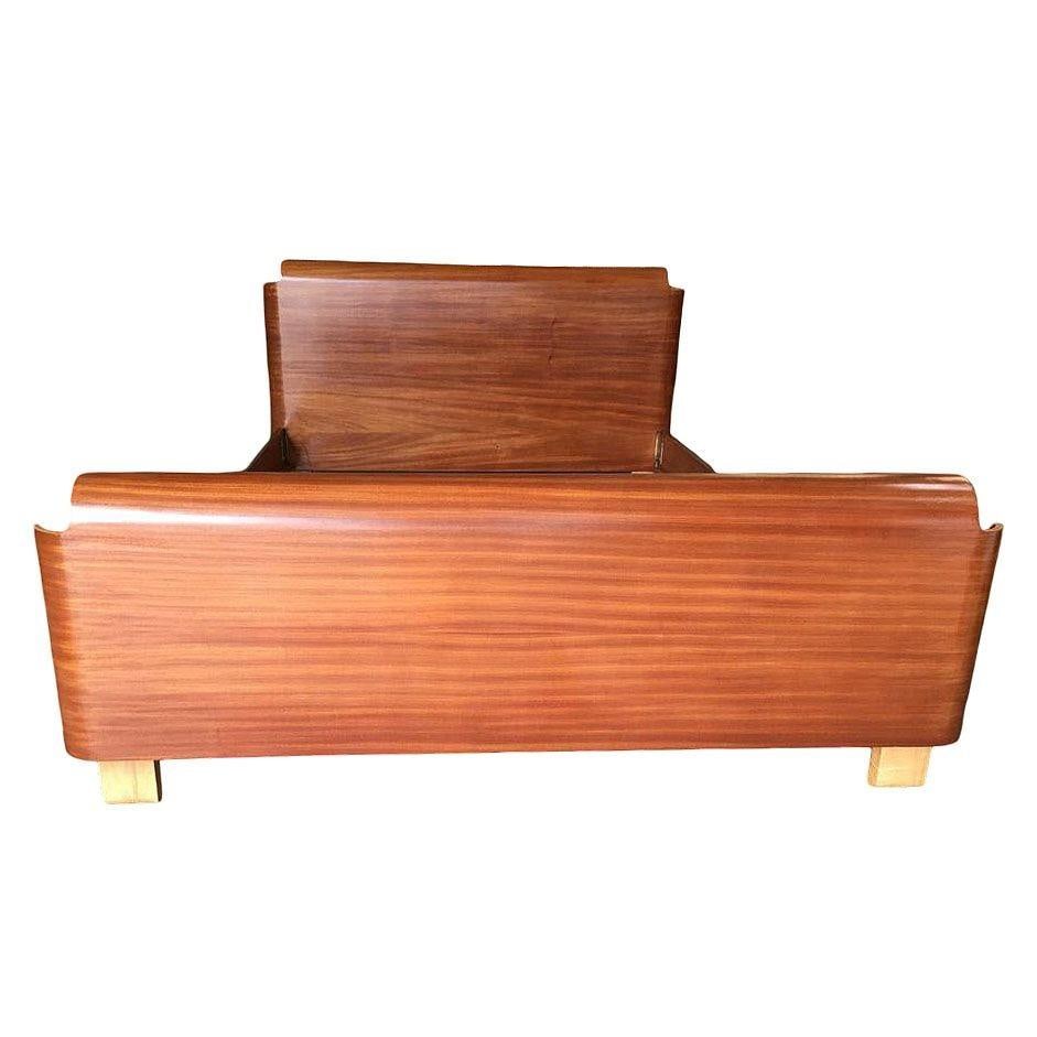 Mid Century Herman Miller DCW Style Molded Mahogany Plywood Full Size Bed Frame - 2