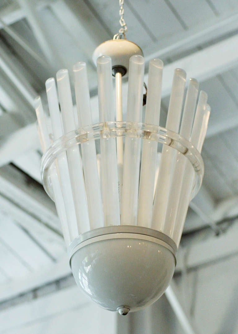 Unique Mid-century Acrylic Rod Shuttlecock Chandelier by Paul Laszlo - 3