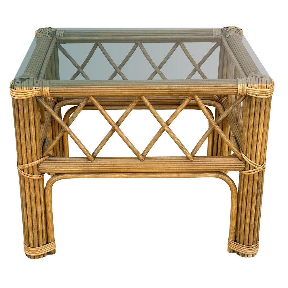 Art Deco "President" Stick Reed Rattan Coffee & Side Table set - 9