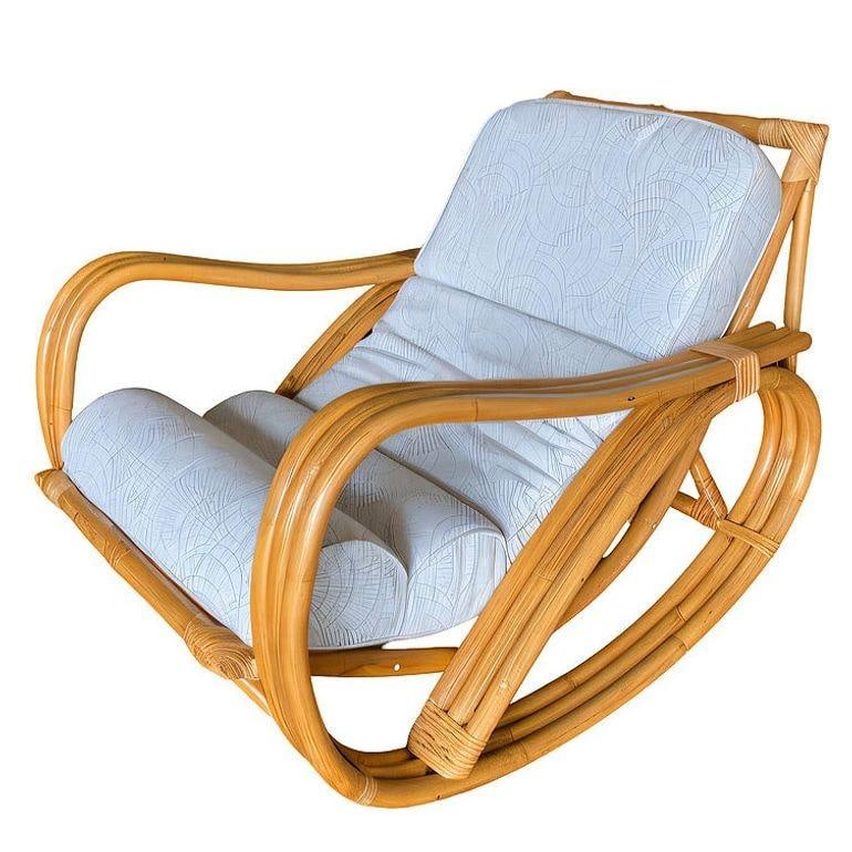 Restored 3-Strand Reverese Pretzel Rattan Rocking Chair - 3