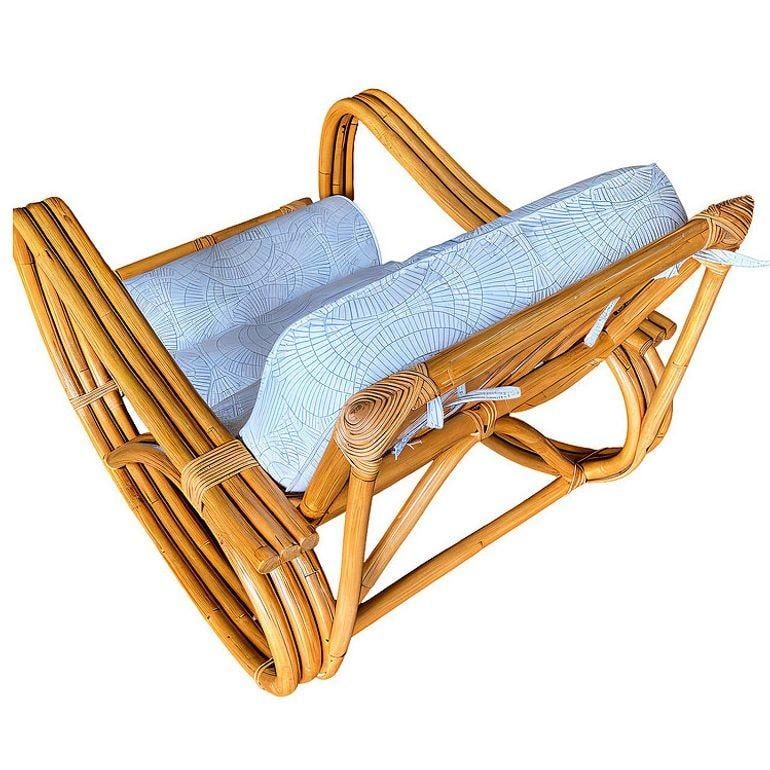 Restored 3-Strand Reverese Pretzel Rattan Rocking Chair - 4