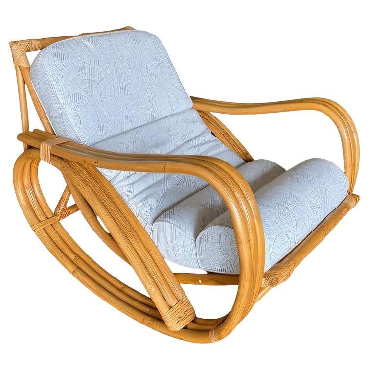 Restored 3-Strand Reverese Pretzel Rattan Rocking Chair - 7