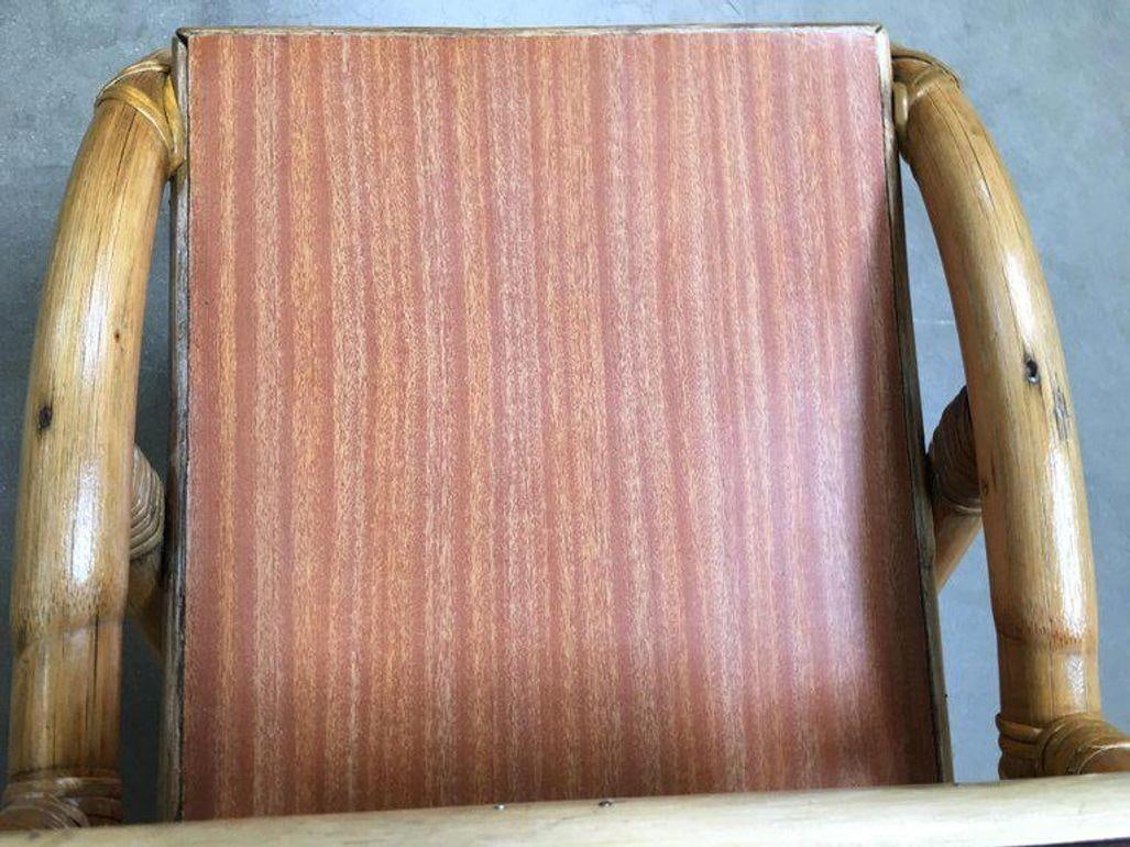 Restored 3/4 Pretzel Rattan Three-Tier Side Table, Pair - 5