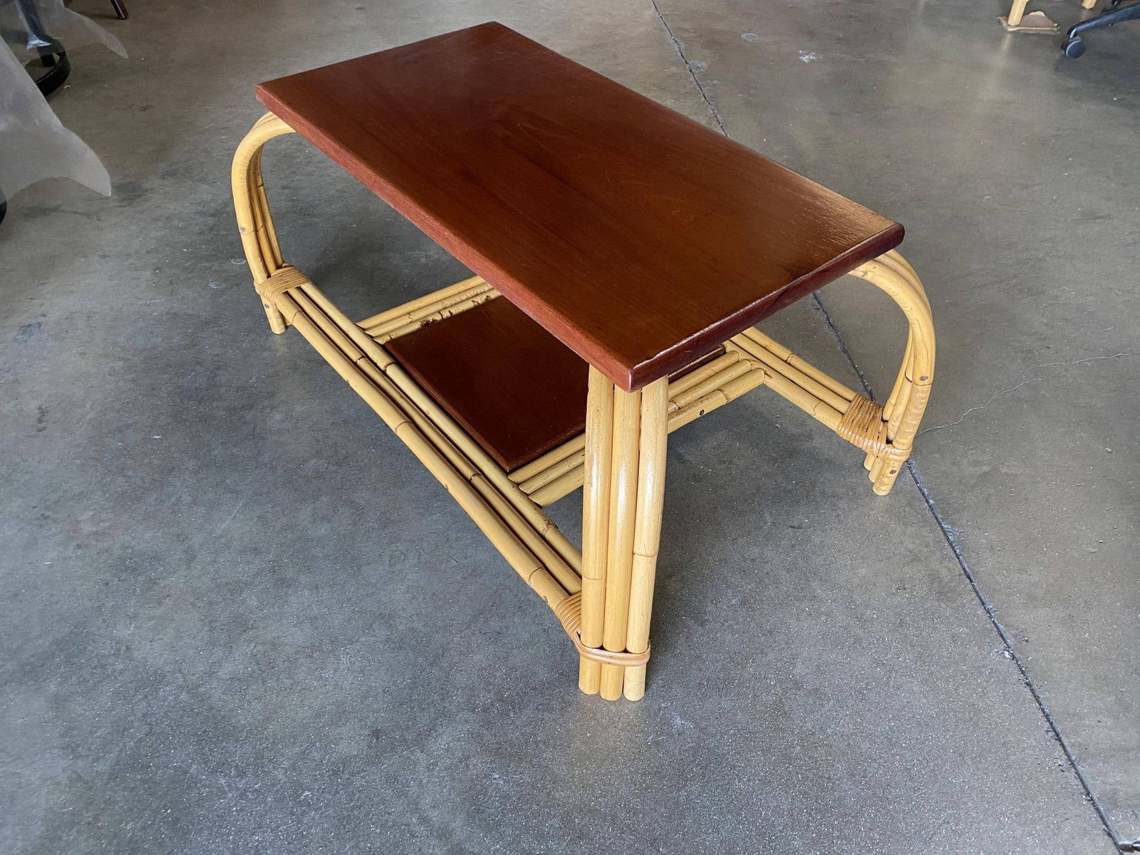 Restored Rattan & Mahogany "Grasshopper" Cocktail Table - 2
