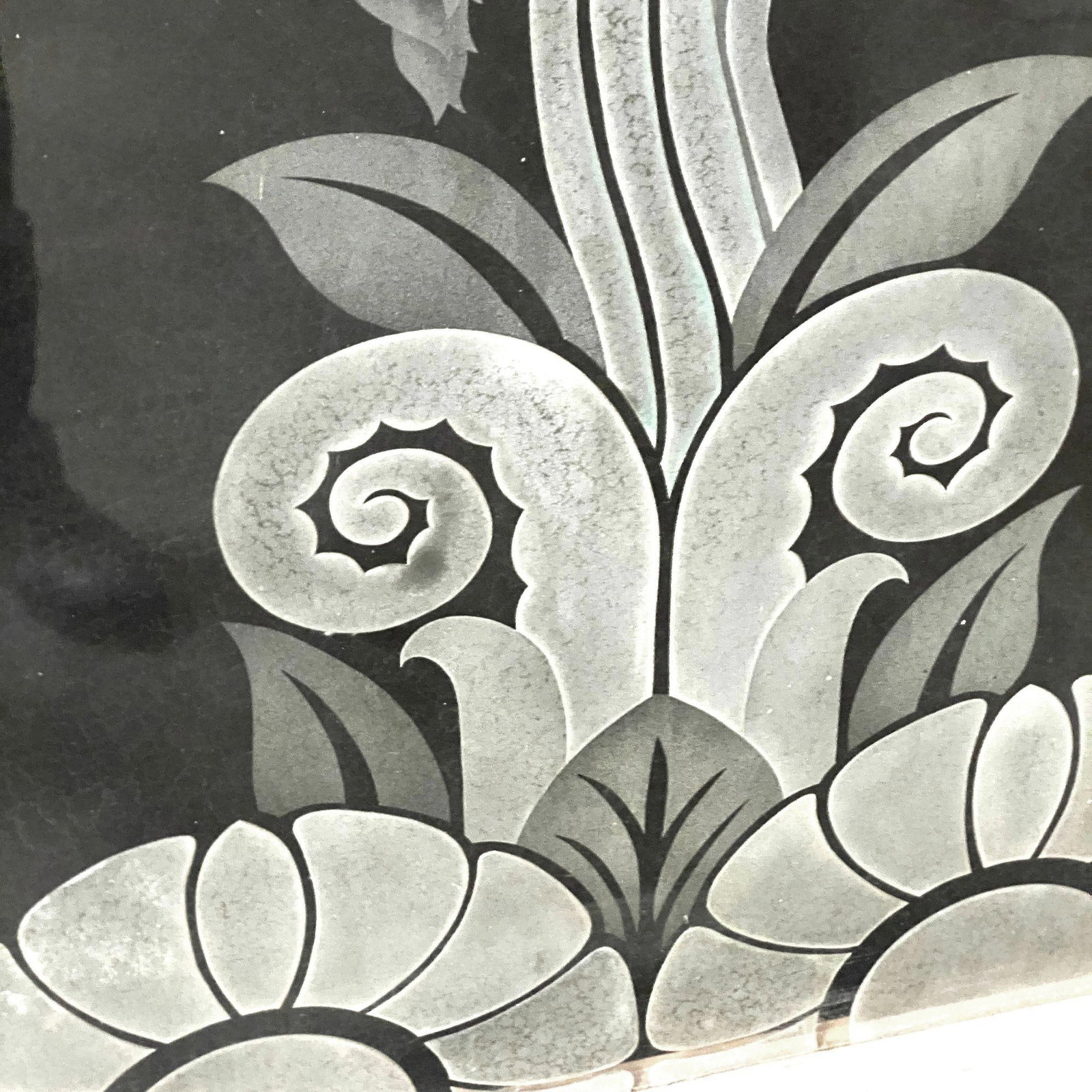 Hand Etched Organic Patterned Art Deco Door, Circa 1920 - 9