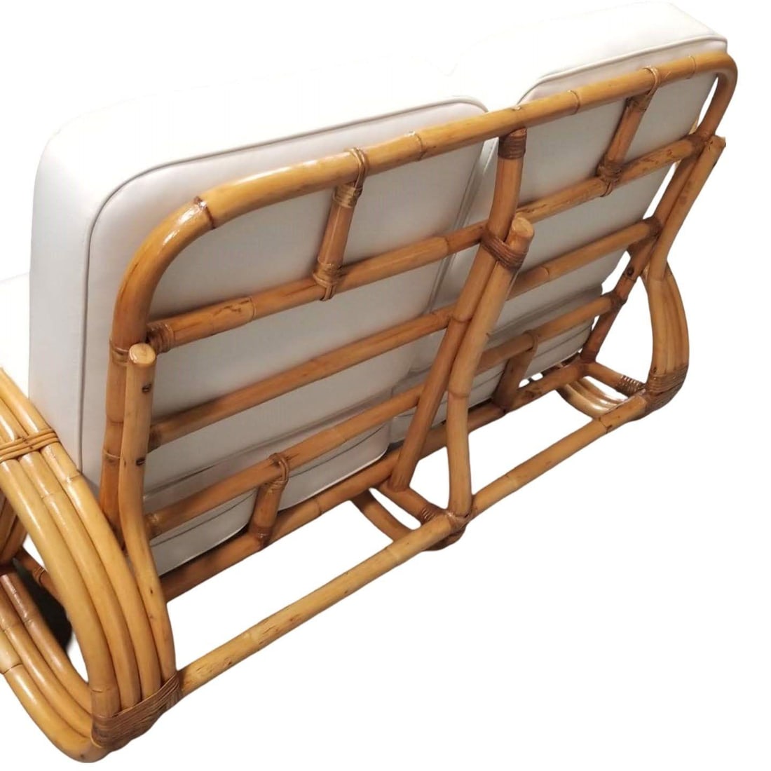 Restored Modernist 3-Strand Round Full Pretzel Rattan Settee - 18