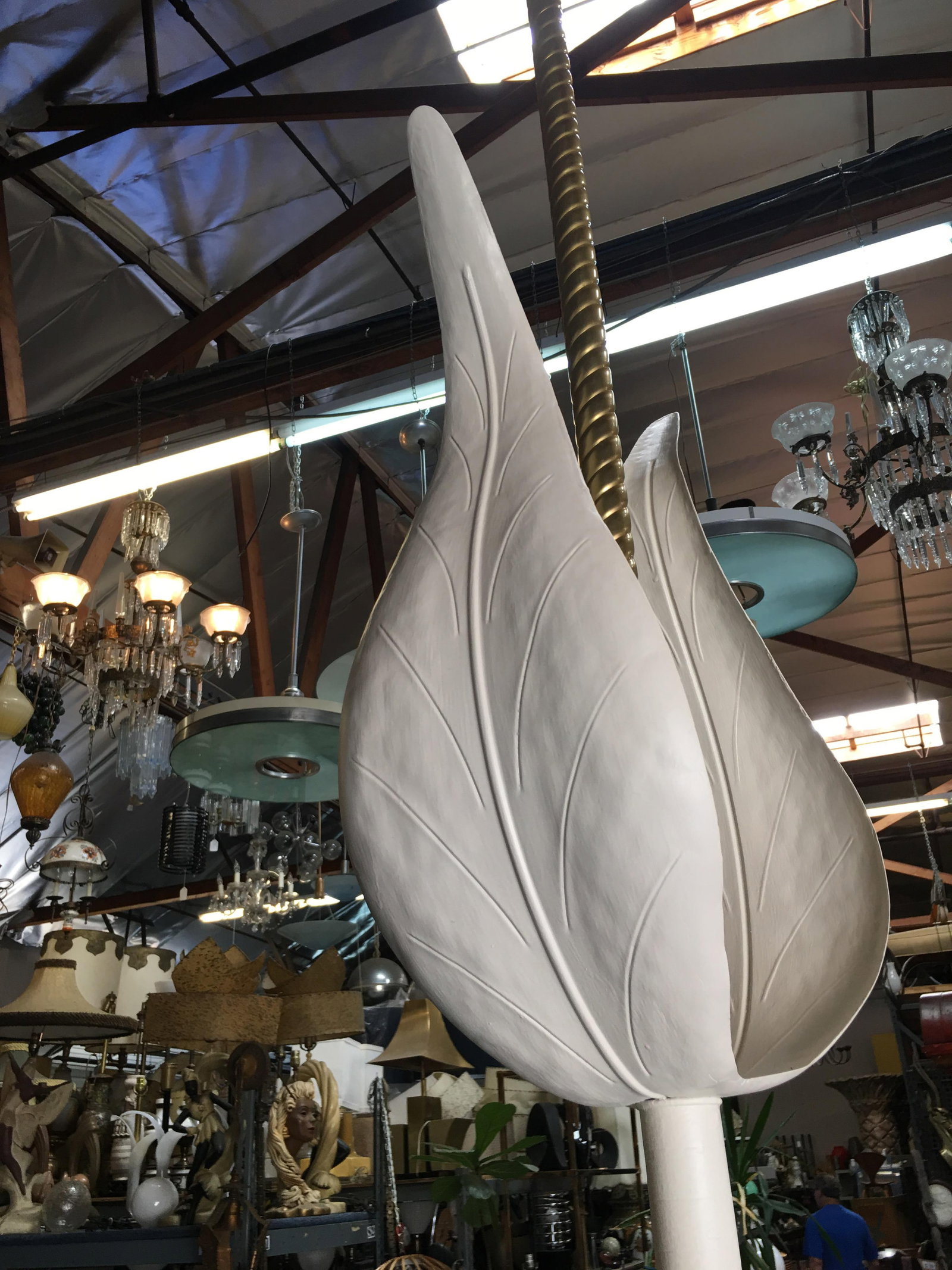 Art Deco Grand Hollywood Theater Palm Leaf Ceiling Pendant - 2