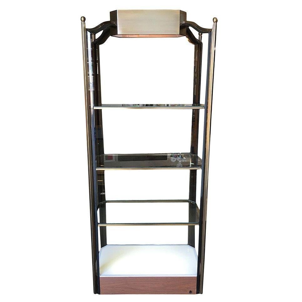 Bronze Glass Light Up Shelf Étagère with Smoked Acrylic Accents - 10