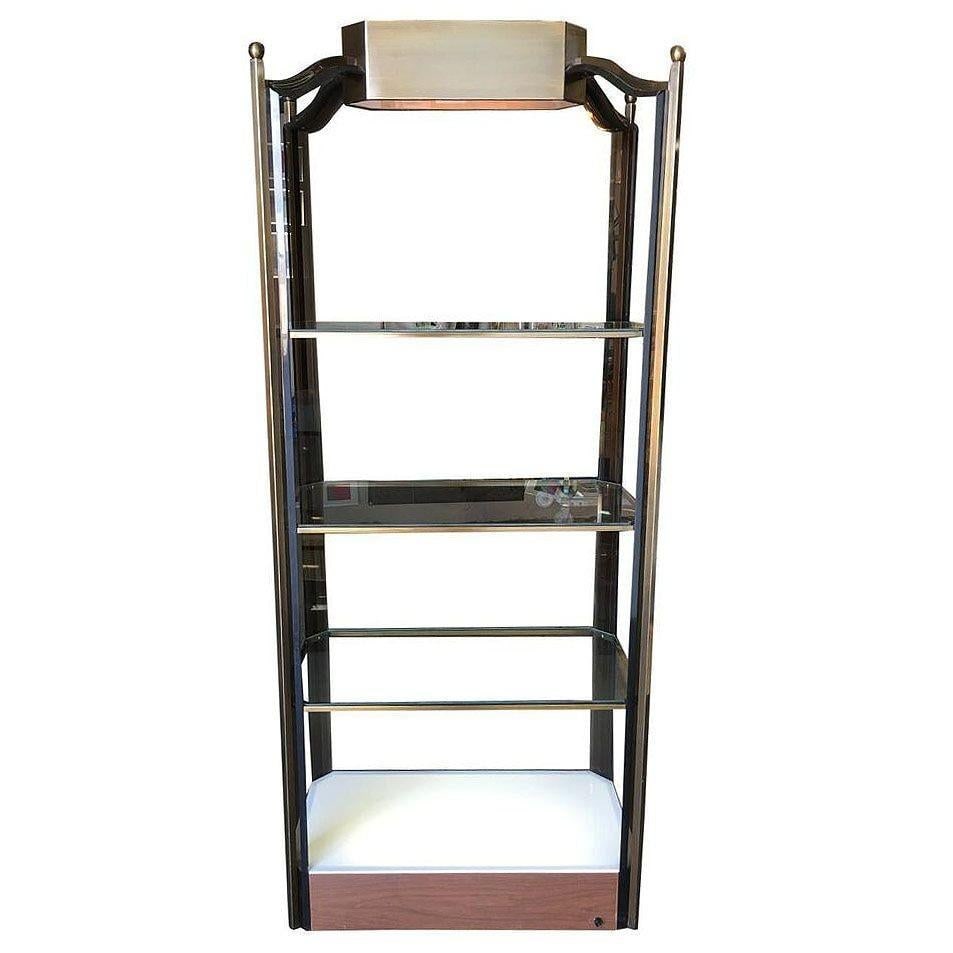 Bronze Glass Light Up Shelf Étagère with Smoked Acrylic Accents - 8